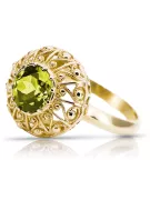Vintage style Ring Yellow Peridot 14K Yellow gold vrc059y